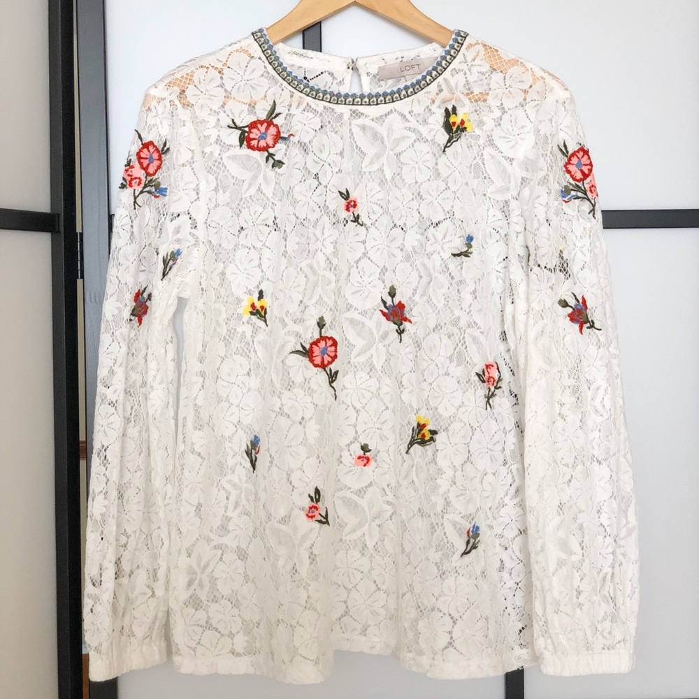 Lace floral embroidered top